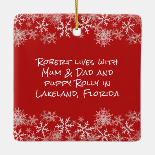 初めてのクリスマス男の赤ちゃん両面オーナメント セラミックオーナメント (裏面)