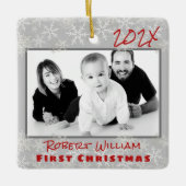 初めてのクリスマス男の赤ちゃん両面オーナメント セラミックオーナメント (正面)