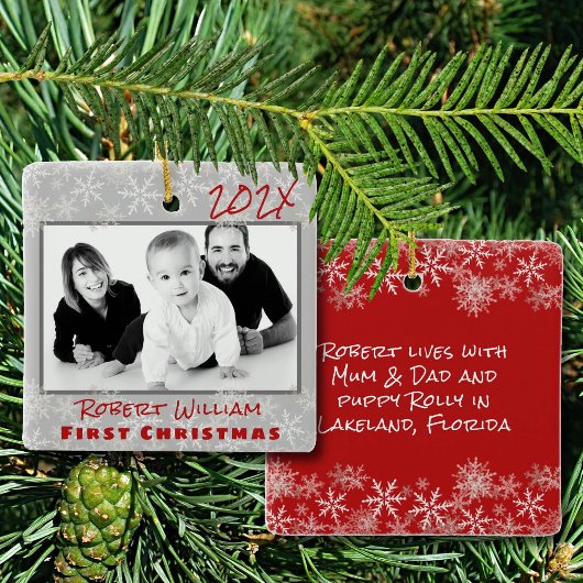 初めてのクリスマス男の赤ちゃん両面オーナメント セラミックオーナメント