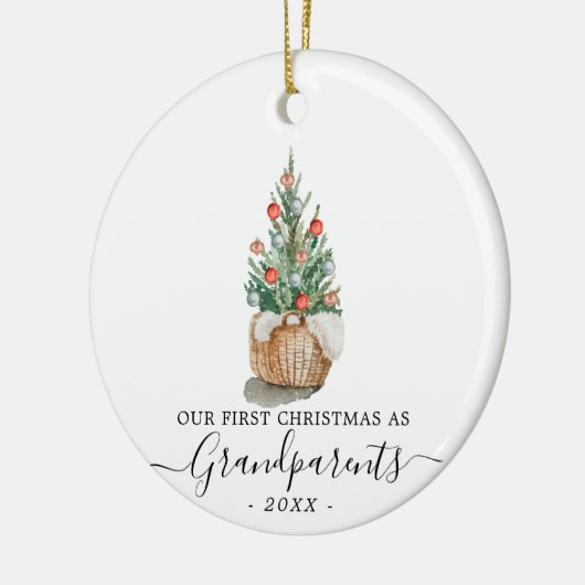 初めてのクリスマス祖父母と写真とツリー セラミックオーナメント (左)