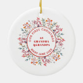 初めてのクリスマス祖父母のフレーム写真 セラミックオーナメント (裏面)