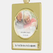 初めてのクリスマス祖父母の写真名(年) ゴールドプレートバナーオーナメント (左)