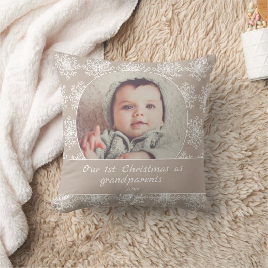 初めてのクリスマス祖父母の孫写真 クッション (ブランケット)