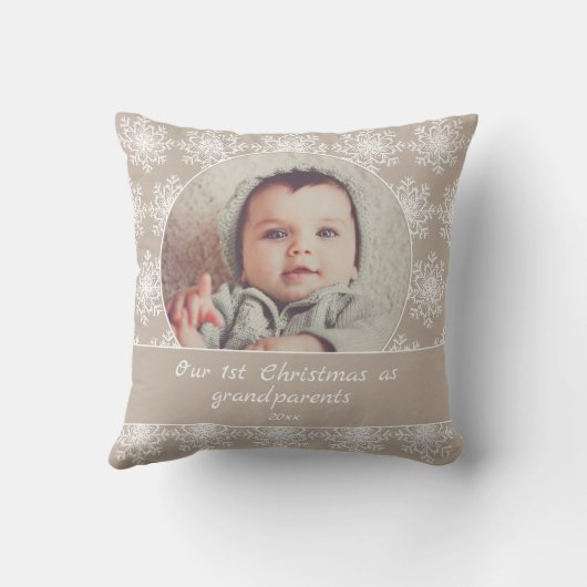 初めてのクリスマス祖父母の孫写真 クッション (裏面)