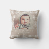 初めてのクリスマス祖父母の孫写真 クッション (正面)