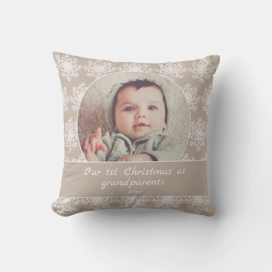 初めてのクリスマス祖父母の孫写真 クッション (正面)