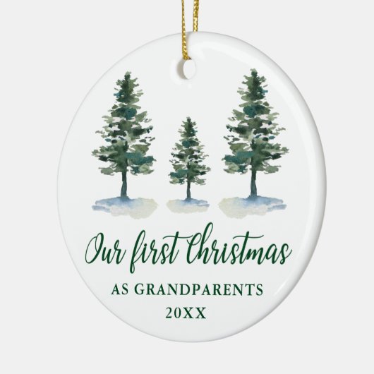 初めてのクリスマス祖父母の書道松 セラミックオーナメント (左)