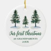 初めてのクリスマス祖父母の書道松 セラミックオーナメント (裏面)