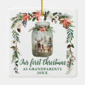 初めてのクリスマス祖父母ウィンターディアファミリー セラミックオーナメント (裏面)