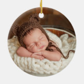 初めてのクリスマス祖父母ウッドトラックフォトバック セラミックオーナメント (裏面)