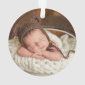 初めてのクリスマス祖父母グリーンパイン写真バック オーナメント (裏面)