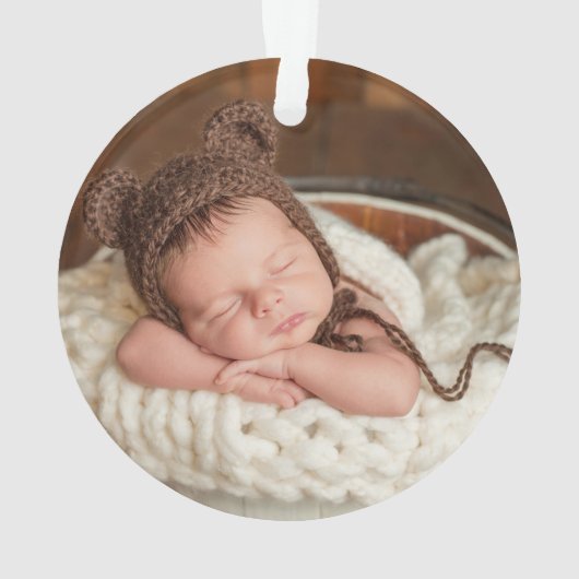 初めてのクリスマス祖父母グリーンパイン写真バック オーナメント (裏面)