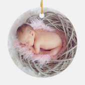 初めてのクリスマス祖父母グリーンリー金ゴールド写真 セラミックオーナメント (裏面)