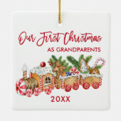 初めてのクリスマス祖父母ジンジャーブレッド セラミックオーナメント (裏面)