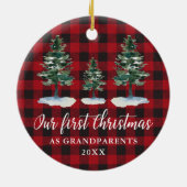 初めてのクリスマス祖父母パインズプレイド セラミックオーナメント (裏面)