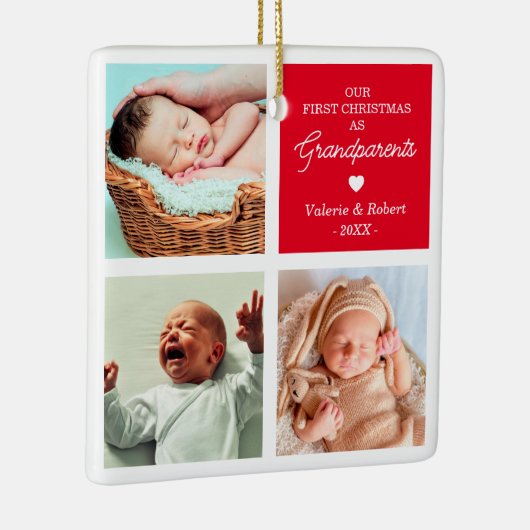 初めてのクリスマス祖父母フォトクリスマス セラミックオーナメント (右)