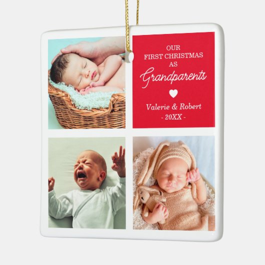 初めてのクリスマス祖父母フォトクリスマス セラミックオーナメント (左)