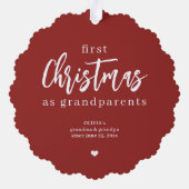 初めてのクリスマス祖父母フォトスクリプトモダン オーナメントカード (裏面)