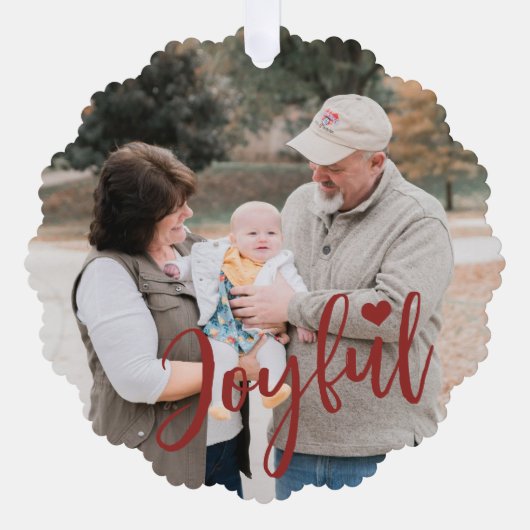 初めてのクリスマス祖父母フォトスクリプトモダン オーナメントカード (正面)