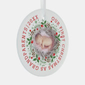 初めてのクリスマス祖父母リース写真 ガラスオーナメント (正面右)