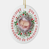 初めてのクリスマス祖父母リース写真 セラミックオーナメント (右)