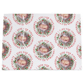 初めてのクリスマス祖父母リース写真 ラージペーパーバッグ (正面)