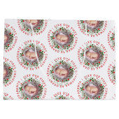 初めてのクリスマス祖父母リース写真 ラージペーパーバッグ (裏面)