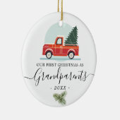 初めてのクリスマス祖父母ヴィンテージトラック写真 セラミックオーナメント (右)