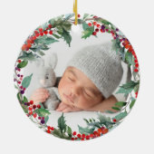 初めてのクリスマス祖父母ヴィンテージトラック写真 セラミックオーナメント (裏面)