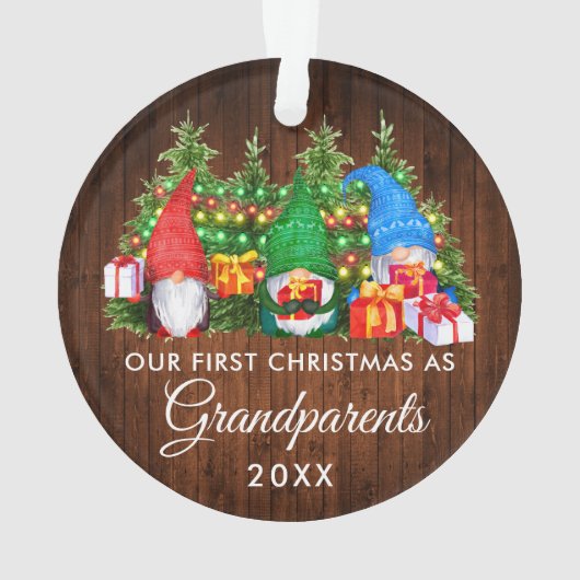 初めてのクリスマス祖父母格言木製ライト オーナメント (裏面)
