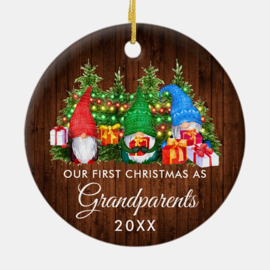 初めてのクリスマス祖父母格言木製ライト セラミックオーナメント (裏面)