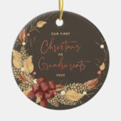 初めてのクリスマス祖父母素朴銅写真 セラミックオーナメント (正面)