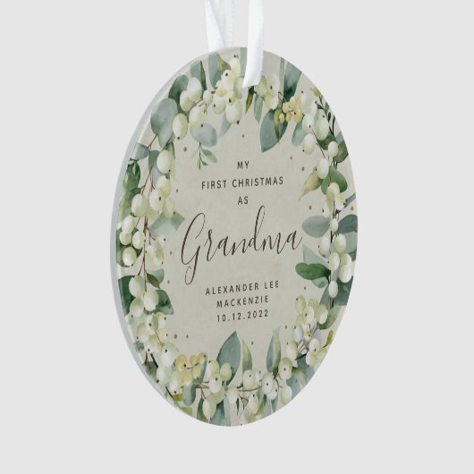 初めてのクリスマス祖父母/任意の相対写真 オーナメント (正面)