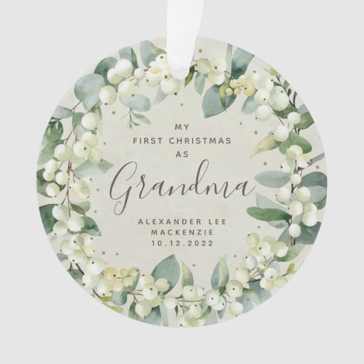 初めてのクリスマス祖父母/任意の相対写真 オーナメント (正面)