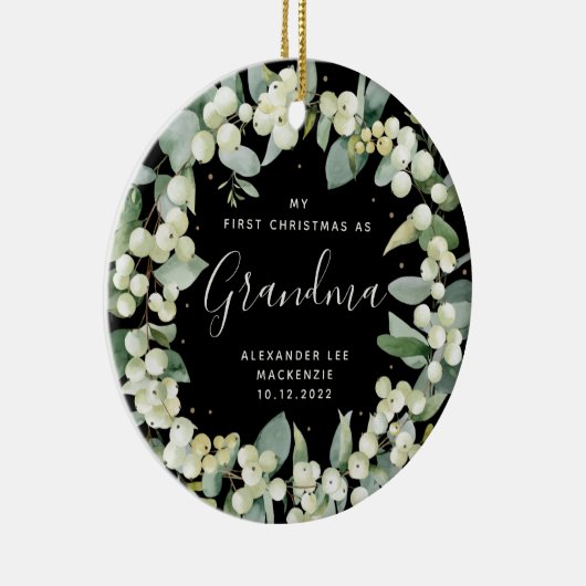 初めてのクリスマス祖父母/任意の相対写真 セラミックオーナメント (右)