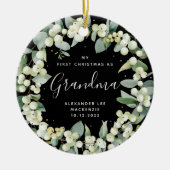 初めてのクリスマス祖父母/任意の相対写真 セラミックオーナメント (正面)