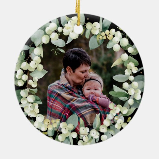 初めてのクリスマス祖父母/任意の相対写真 セラミックオーナメント (裏面)