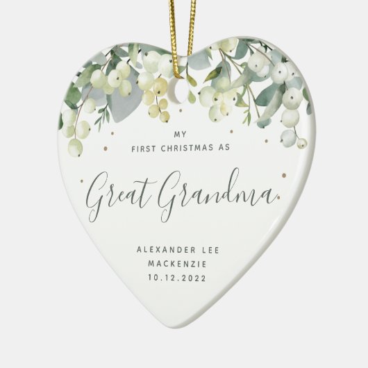 初めてのクリスマス祖父母/任意の相対写真 セラミックオーナメント (左)