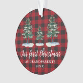 初めてのクリスマス祖父母PINE PLAID PHOTO BACK オーナメント (正面)