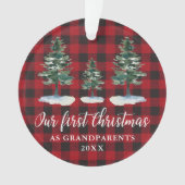 初めてのクリスマス祖父母PINE PLAID PHOTO BACK オーナメント (正面)