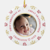 初めてのクリスマス素晴らしを祖母の写真 セラミックオーナメント (裏面)