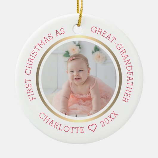 初めてのクリスマス素晴らしを祖父とモダンして セラミックオーナメント (正面)