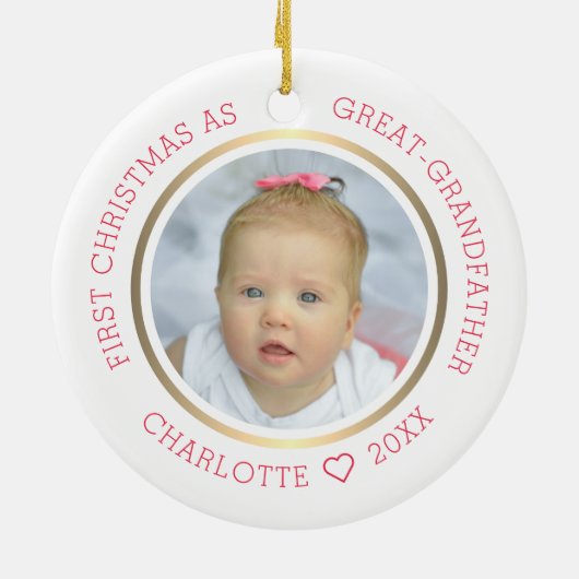 初めてのクリスマス素晴らしを祖父とモダンして セラミックオーナメント (裏面)