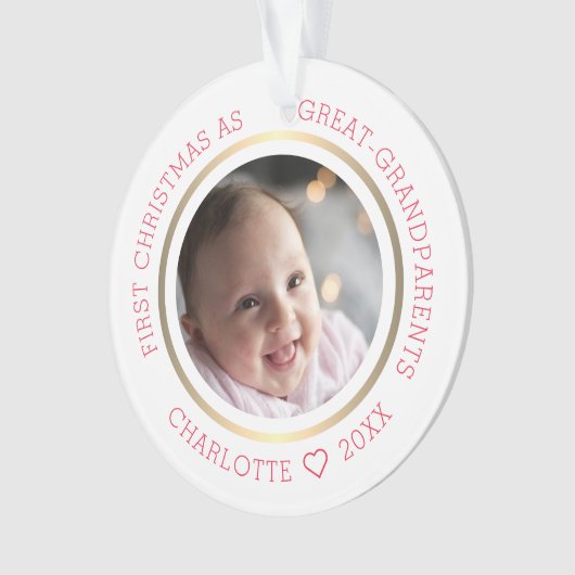 初めてのクリスマス素晴らしを祖父母の写モダン真 オーナメント (正面)