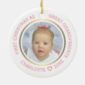 初めてのクリスマス素晴らしを祖父母の写モダン真 セラミックオーナメント (裏面)