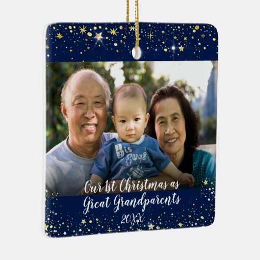 初めてのクリスマス素晴らし祖父母2フォトスター セラミックオーナメント (右)