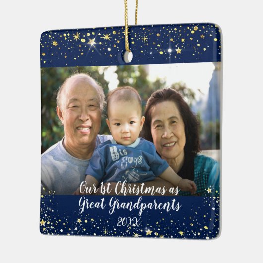 初めてのクリスマス素晴らし祖父母2フォトスター セラミックオーナメント (左)