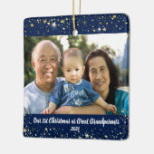 初めてのクリスマス素晴らし祖父母2フォトスター セラミックオーナメント (左)
