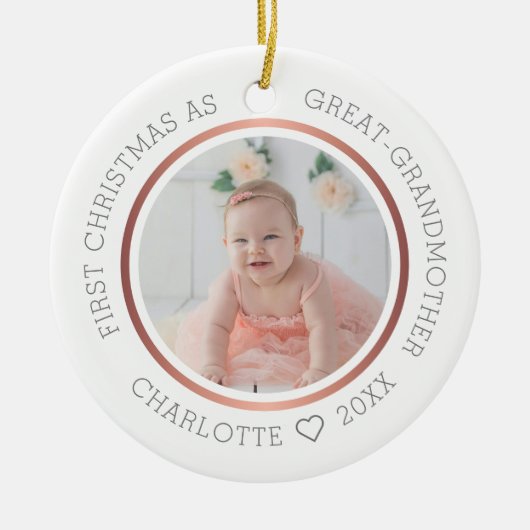 初めてのクリスマス素晴らしAs祖母モダン写真 セラミックオーナメント (正面)