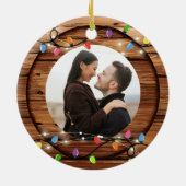 初めてのクリスマス素朴の同時光写真 セラミックオーナメント (裏面)